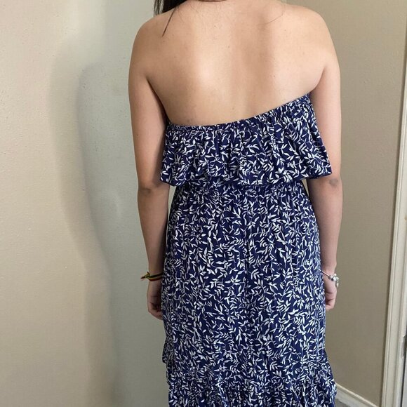 Yidarton Strapless Maxi Dress –Navy & White Floral Size S - Picture 6 of 6